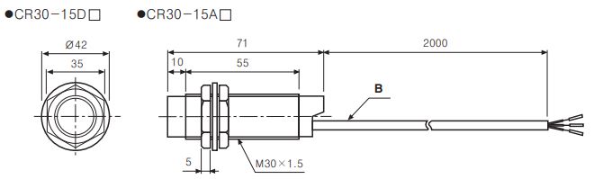 ابعاد سنسور خازنی آتونیکس CR30-15