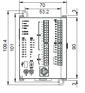 ابعاد پی ال سی دلتا DVP20SX211R